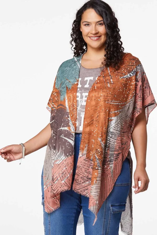 Discount Abstract Feather Kimono Women Cover Ups