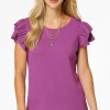 Fashion Amethyst Ruffled Top Women Tops