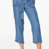 Flash Sale Chambray Cargo Pants Women Cropped Pants