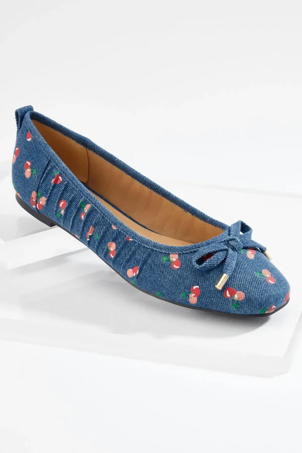 Best Sale Cherry Print Flats Women Flats