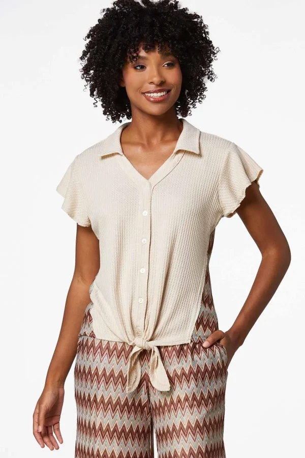 Outlet Chevron Waffle Top Women Sets & Suiting
