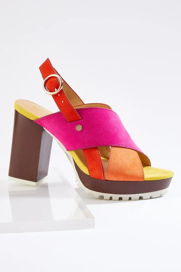 Online Colorblock Platform Sandals Women Heels