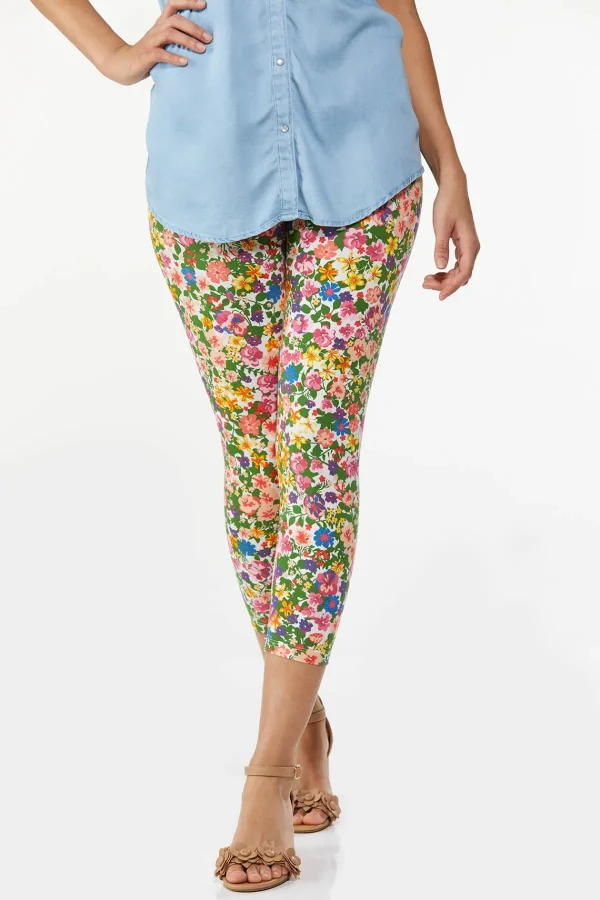 Best Sale Colorful Floral Leggings Women Cropped Pants