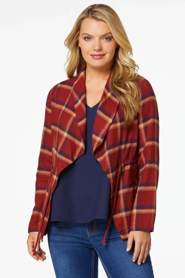 Best Cranberry Plaid Jacket Women Jackets & Vests