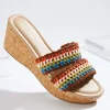 New Crochet Band Cork Wedges Women Wedges
