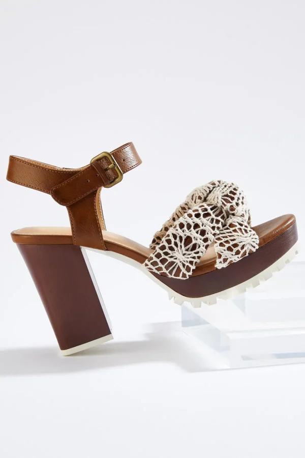 Online Crochet Knotted Band Sandals Women Heels