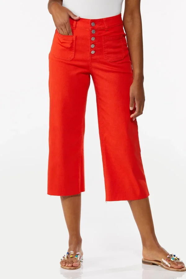 Best Cropped Cherry Red Jeans Women Cropped Pants