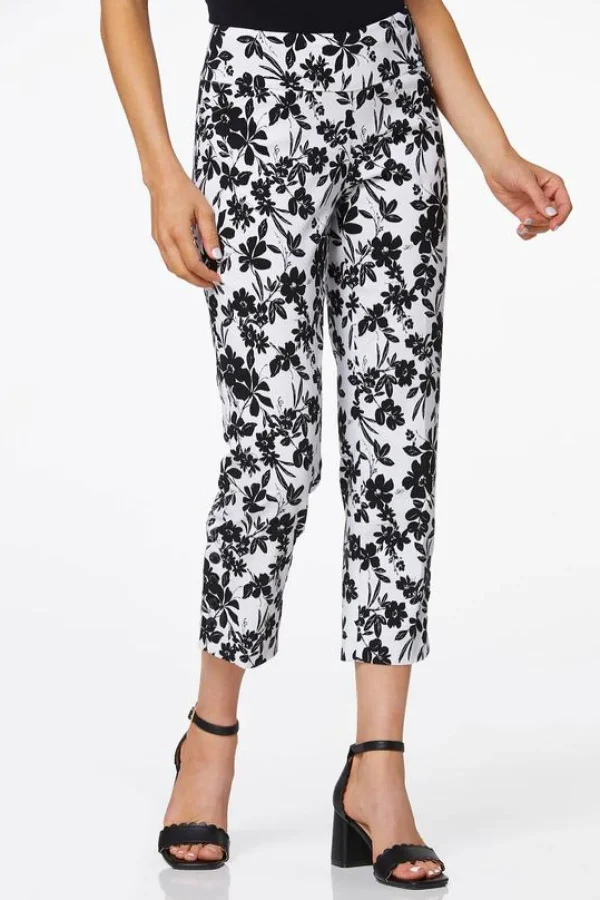 Best Cropped Contrast Floral Pants Women Cropped Pants