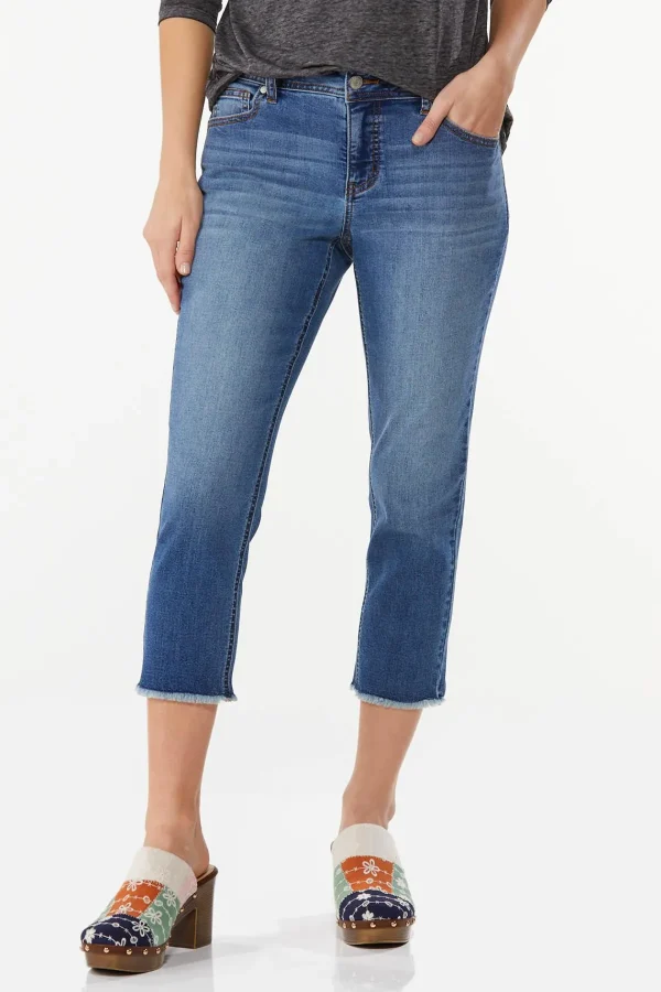 Best Cropped Fray Hem Jeans Women Cropped Pants