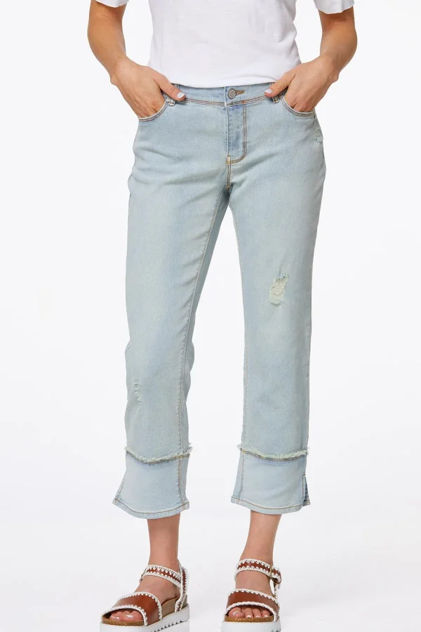 Best Sale Cropped Frayed Trim Jeans Women Cropped Pants