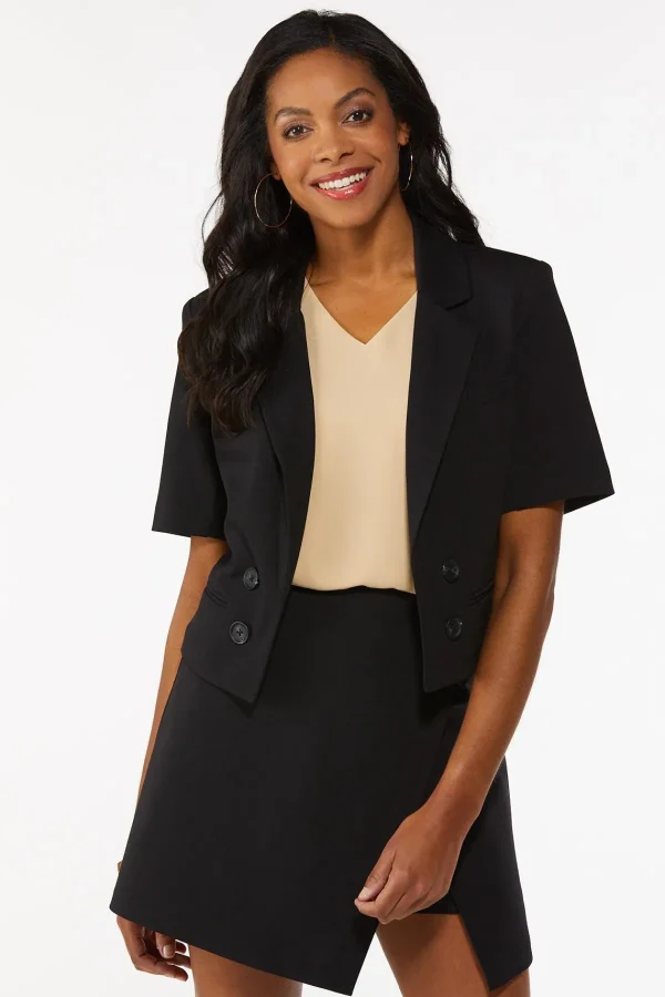 Best Cropped Scuba Blazer Women Jackets & Vests