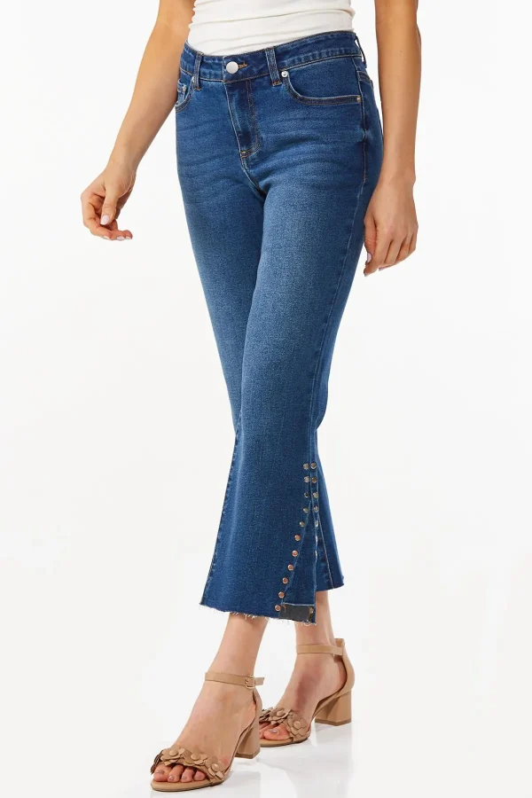 Best Cropped Stud Embellished Jeans Women Cropped Pants