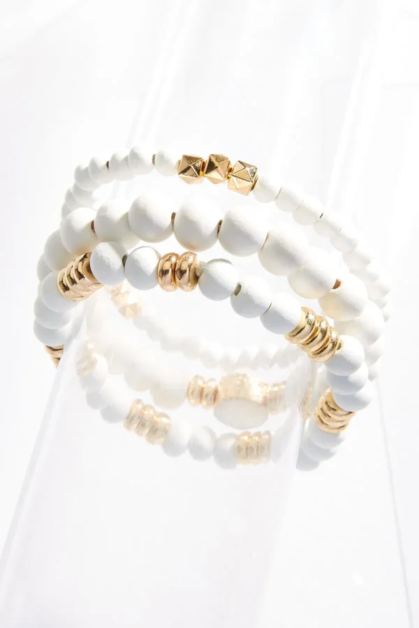 Shop Druzy Wood Bead Bracelet Set Women Bracelets