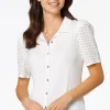 Sale Eyelet Sleeve Shirt Women Tops