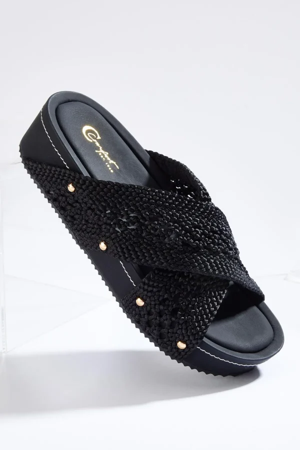 Flash Sale Fabric Crossband Flatform Sandals Women Wedges