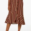 Fashion Fall Stripe Midi Skirt Women Skirts