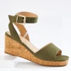 Sale Faux Suede Cork Wedges Women Sandals