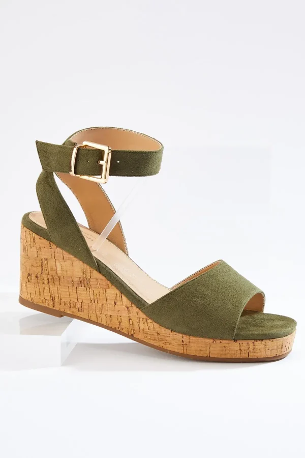 Sale Faux Suede Cork Wedges Women Sandals