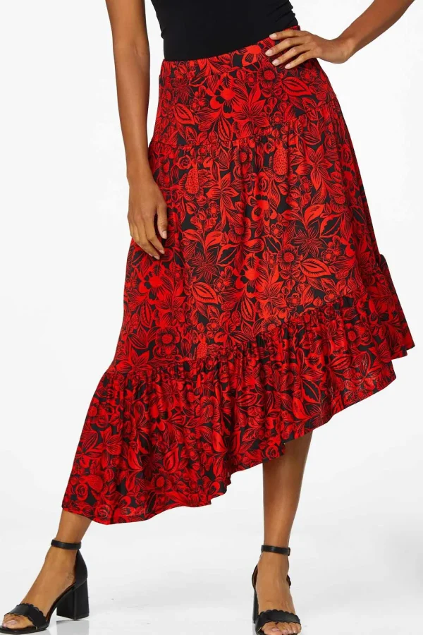 Clearance Floral Asymmetrical Skirt Women Skirts