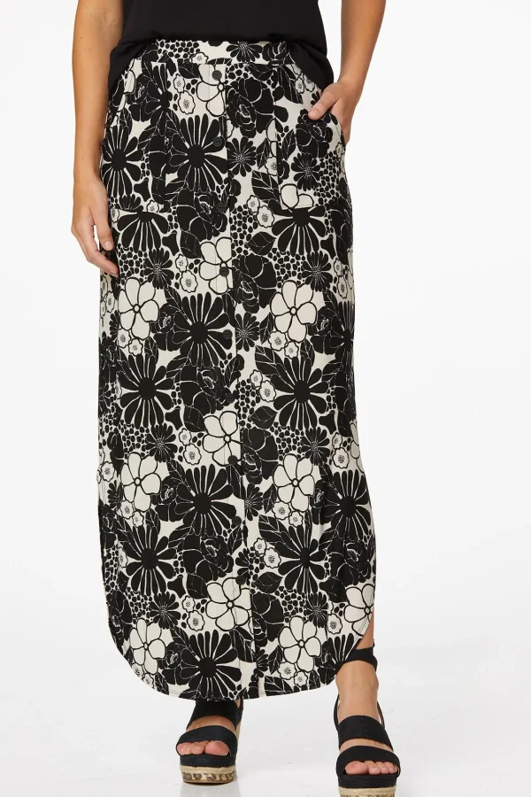 Cheap Floral Button Front Skirt Women Skirts