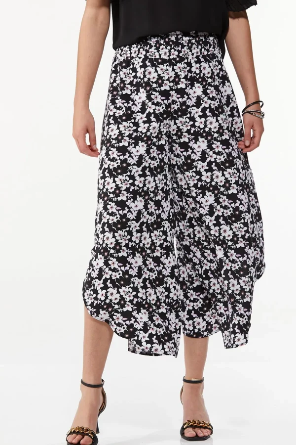 Store Floral Hanky Hem Pants Women Cropped Pants