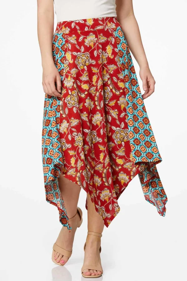 Best Floral Hanky Hem Skirt Women Skirts