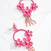 Cheap Flower Rhinestone Tassel Earrings Women Earrings