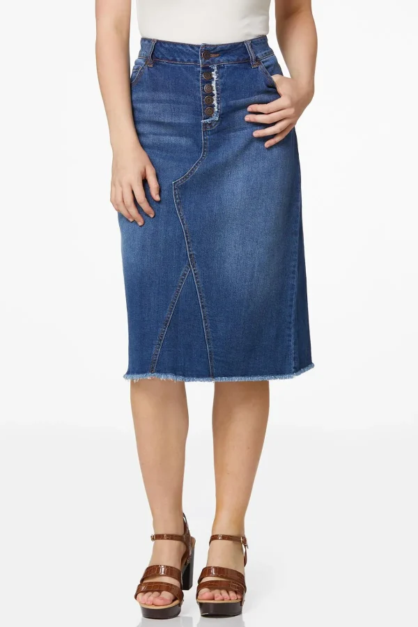 Cheap Frayed Button Fly Skirt Women Skirts