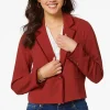 Cheap Frayed Trim Blazer Women Jackets & Vests