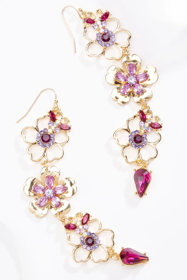Best Glass Flower Linear Earrings Women Earrings