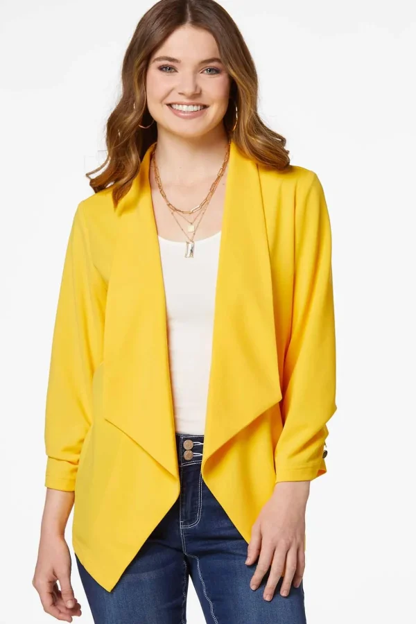 Best Golden Knit Jacket Women Jackets & Vests