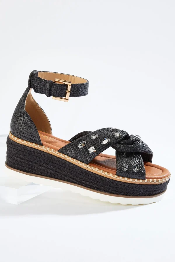 Hot Jewel Twist Platform Wedge Sandals Women Wedges