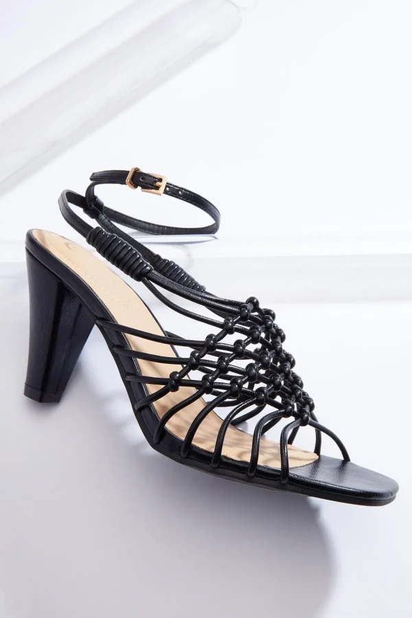 Cheap Knotted Strap Cone Heel Sandals Women Heels