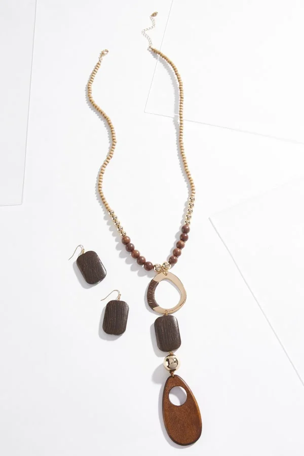 Cheap Long Wood Necklace Set Women Sets