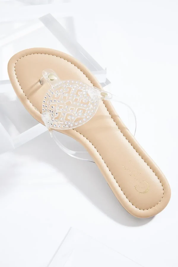 Cheap Lucite Medallion Sandals Women Flats