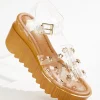 Sale Lucite Strap Platform Wedges Women Wedges
