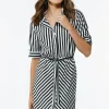 Online Mitered Stripe Shirt Dress Women Dresses