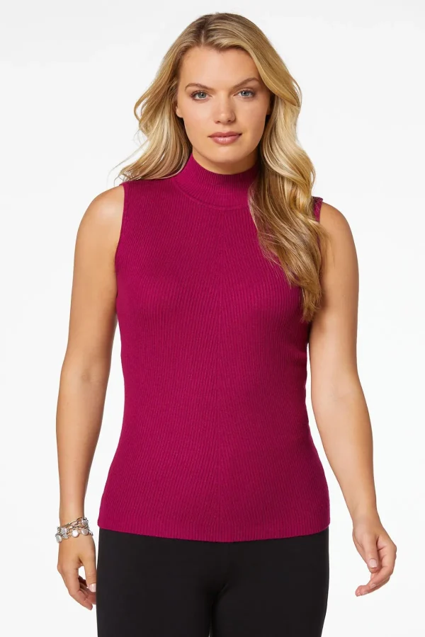 Best Sale Mock Neck Ribbed Sweater Women Sweaters
