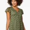 Cheap Olive Lace Top Women Tops