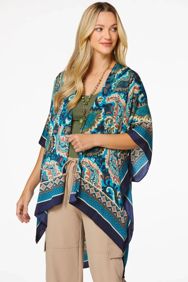 Discount Paisley Silky Kimono Women Cover Ups