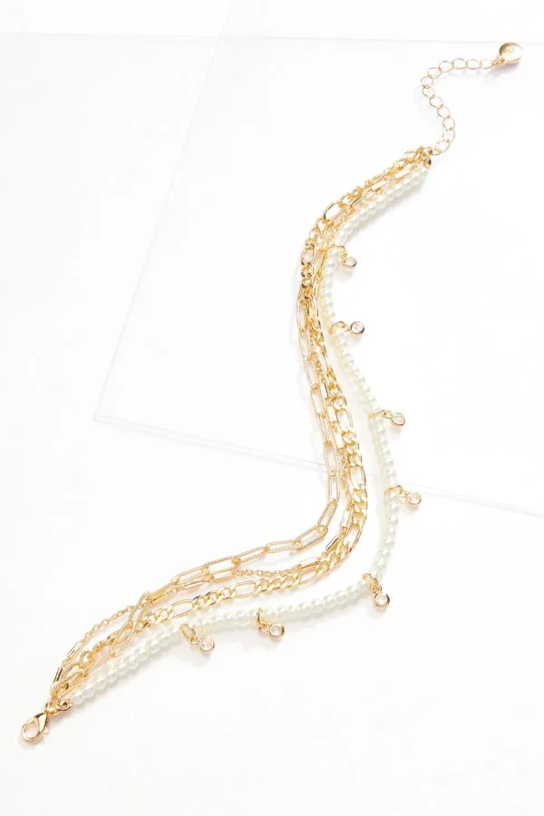 Online Pearl And Paperclip Chain Anklet Women Anklets
