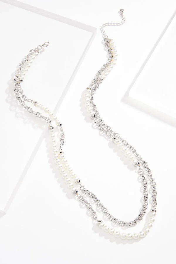 Best Pearl Mix Chain Long Necklace Women Necklaces