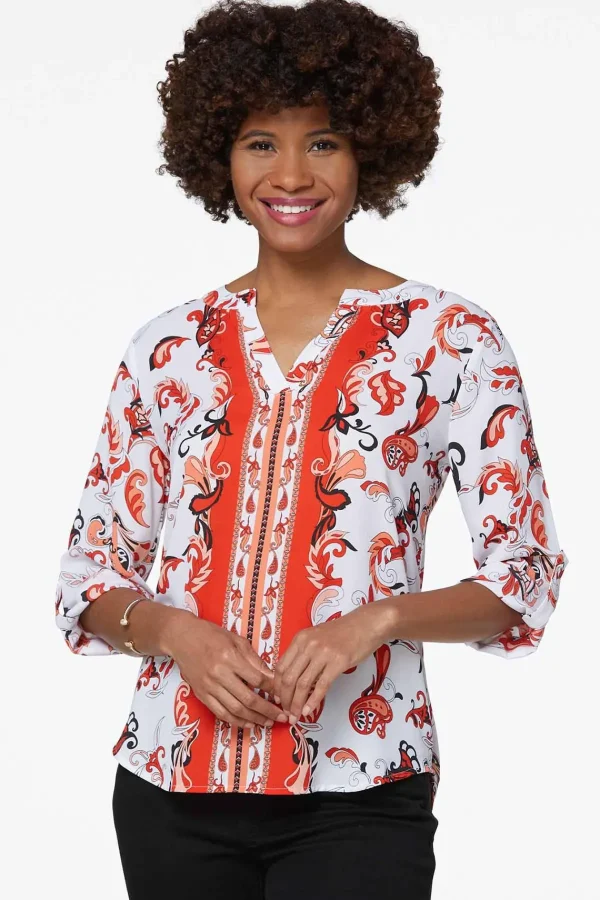 Best Sale Petite Border Paisley Top Women Tops