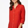 Cheap Petite Crepe Button Down Tunic Women Tops
