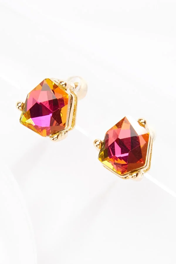 Outlet Pink Glass Button Earrings Women Earrings