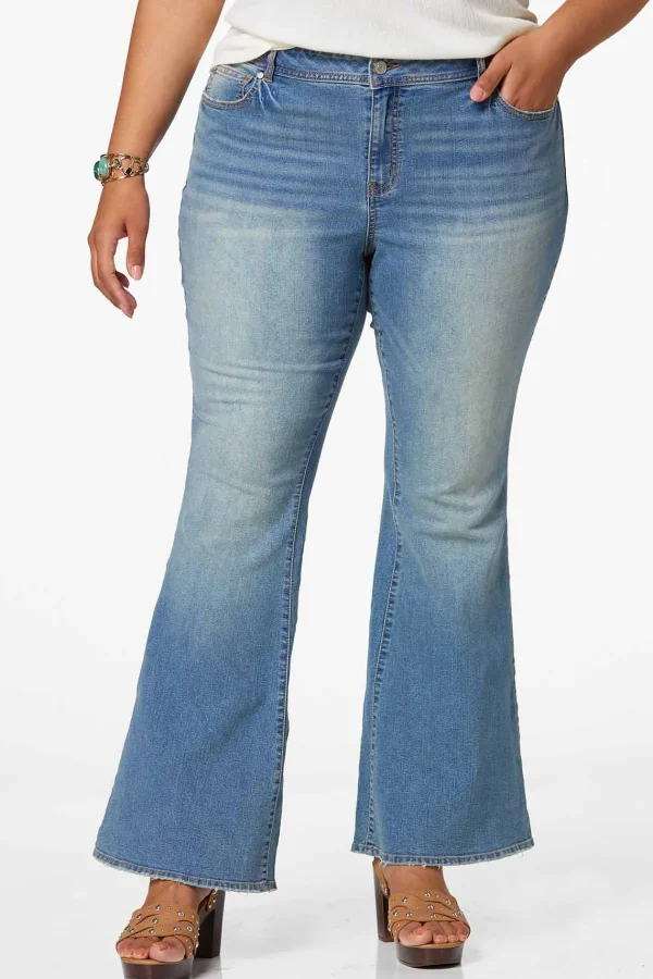 Best Plus Petite Curvy Flare Jeans Women Denim