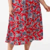 Fashion Plus Size Americana Floral Midi Skirt Women Skirts