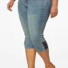 Cheap Plus Size Cropped Lace Up Hem Pants Women Cropped Pants