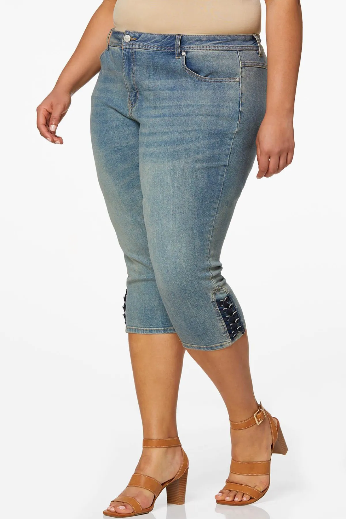 plus_size_cropped_lace_up_hem_pants_0.webp Cheap Plus Size Cropped Lace Up Hem Pants Women Cropped Pants