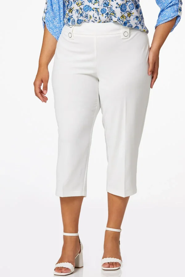 Best Plus Size Cropped Sailor Button Pants Women Cropped Pants